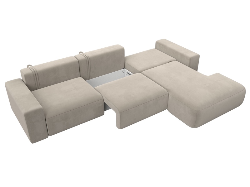 Диван угловой Лига-036 НПБ Классик Лонг правый угол, Микровельвет, Бежевый