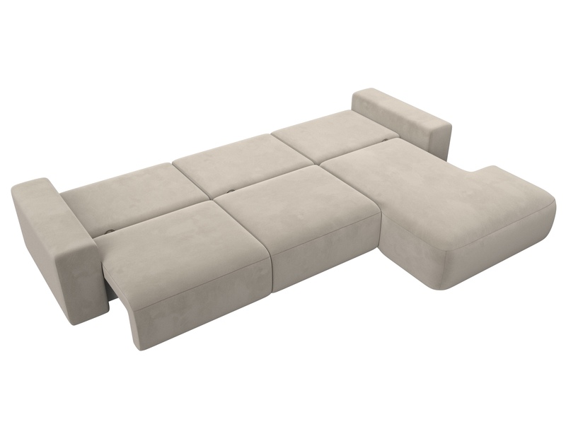 Диван угловой Лига-036 НПБ Классик Лонг правый угол, Микровельвет, Бежевый