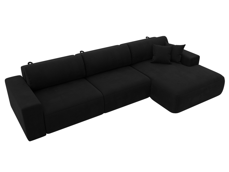 Диван угловой Лига-036 НПБ Классик Лонг правый угол, Микровельвет, Черный