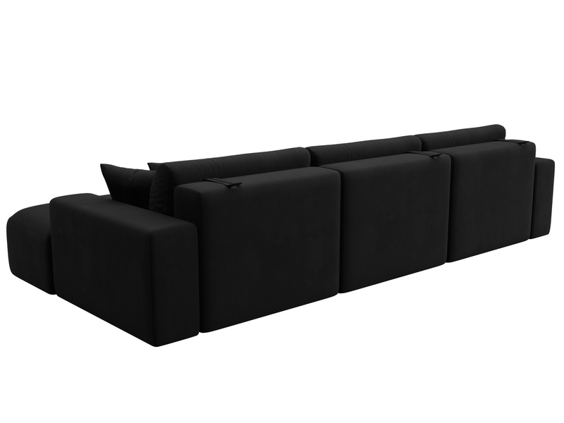 Диван угловой Лига-036 НПБ Классик Лонг правый угол, Микровельвет, Черный