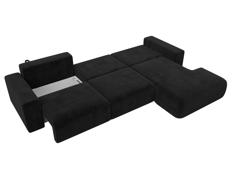 Диван угловой Лига-036 НПБ Классик Лонг правый угол, Микровельвет, Черный