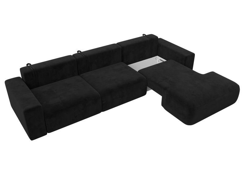 Диван угловой Лига-036 НПБ Классик Лонг правый угол, Микровельвет, Черный