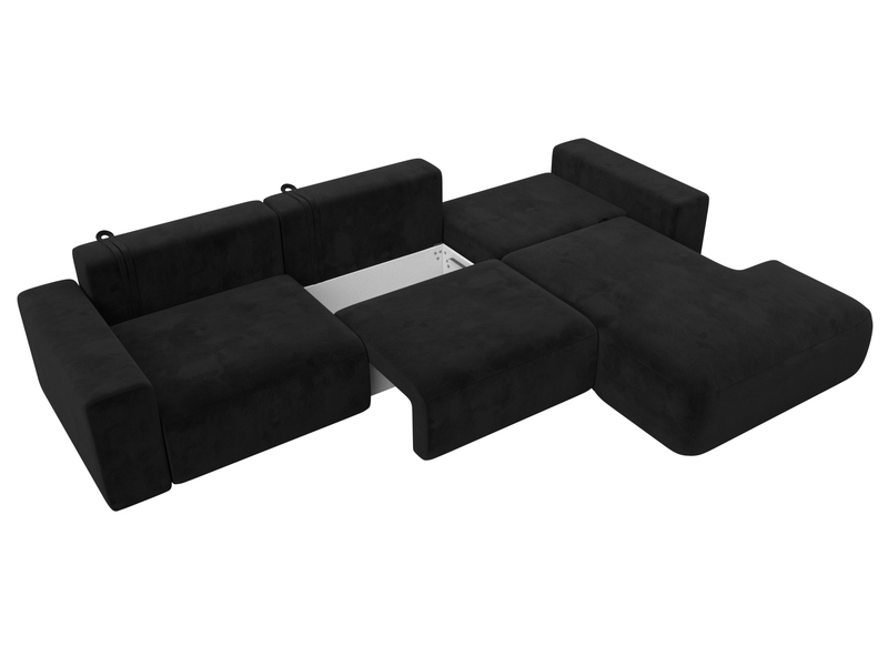 Диван угловой Лига-036 НПБ Классик Лонг правый угол, Микровельвет, Черный