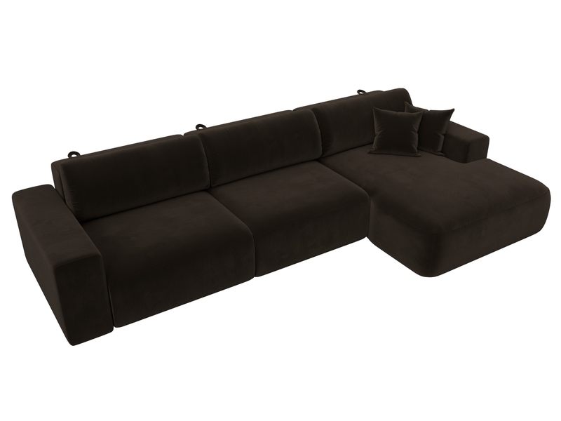 Диван угловой Лига-036 НПБ Классик Лонг правый угол, Микровельвет, Коричневый