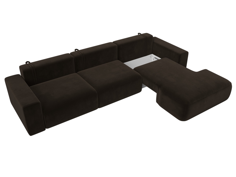 Диван угловой Лига-036 НПБ Классик Лонг правый угол, Микровельвет, Коричневый