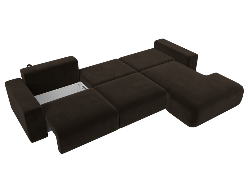Диван угловой Лига-036 НПБ Классик Лонг правый угол, Микровельвет, Коричневый