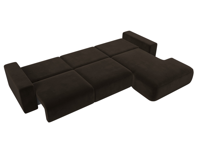 Диван угловой Лига-036 НПБ Классик Лонг правый угол, Микровельвет, Коричневый
