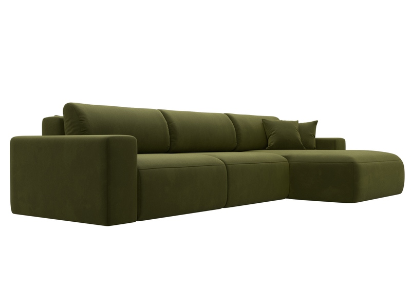 Диван угловой Лига-036 НПБ Классик Лонг правый угол, Микровельвет, Зеленый