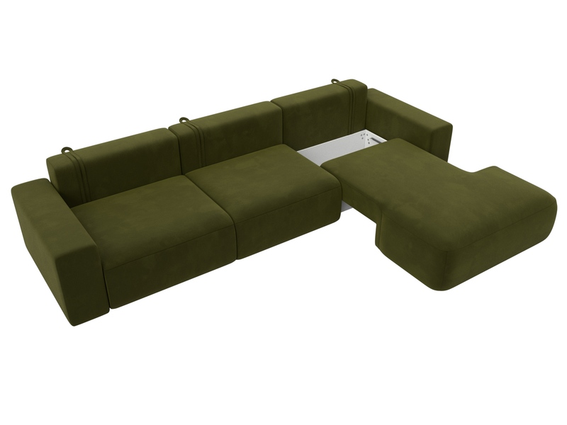 Диван угловой Лига-036 НПБ Классик Лонг правый угол, Микровельвет, Зеленый
