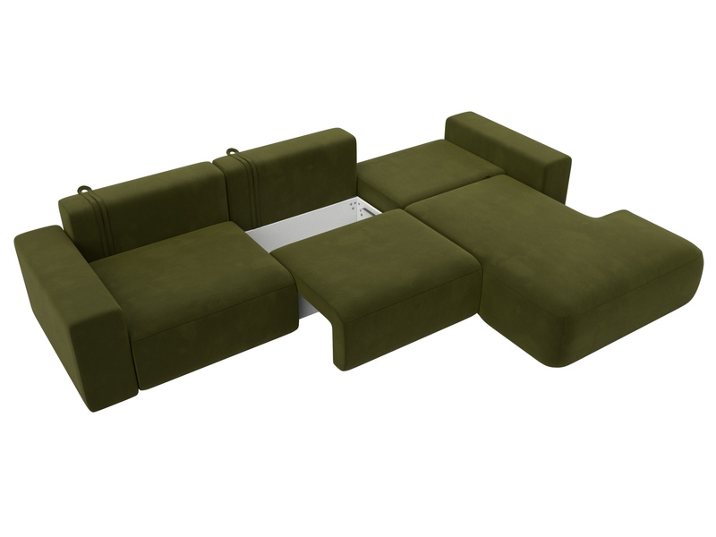 Диван угловой Лига-036 НПБ Классик Лонг правый угол, Микровельвет, Зеленый