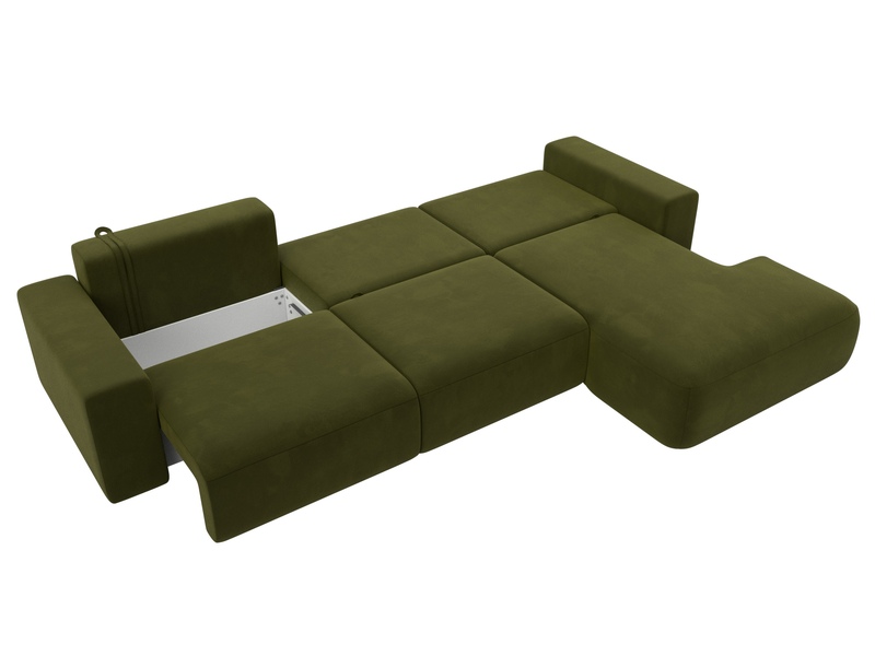 Диван угловой Лига-036 НПБ Классик Лонг правый угол, Микровельвет, Зеленый
