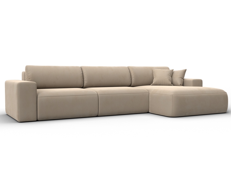 Диван угловой Лига-036 НПБ Классик Лонг правый угол, Велюр, SEVEN 729 бежевый