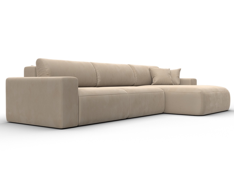 Диван угловой Лига-036 НПБ Классик Лонг правый угол, Велюр, SEVEN 729 бежевый