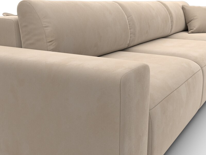 Диван угловой Лига-036 НПБ Классик Лонг правый угол, Велюр, SEVEN 729 бежевый