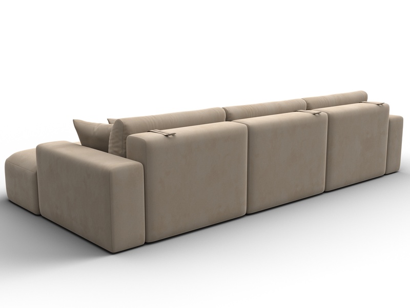 Диван угловой Лига-036 НПБ Классик Лонг правый угол, Велюр, SEVEN 729 бежевый