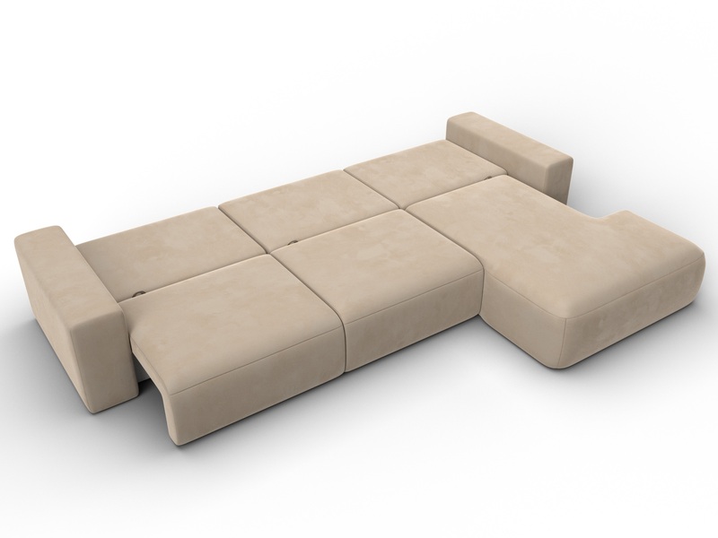 Диван угловой Лига-036 НПБ Классик Лонг правый угол, Велюр, SEVEN 729 бежевый