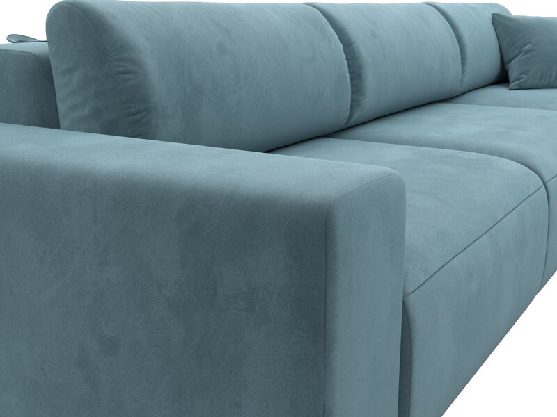 Диван угловой Лига-036 НПБ Классик Лонг правый угол, Велюр, SEVEN 113 бирюзовый