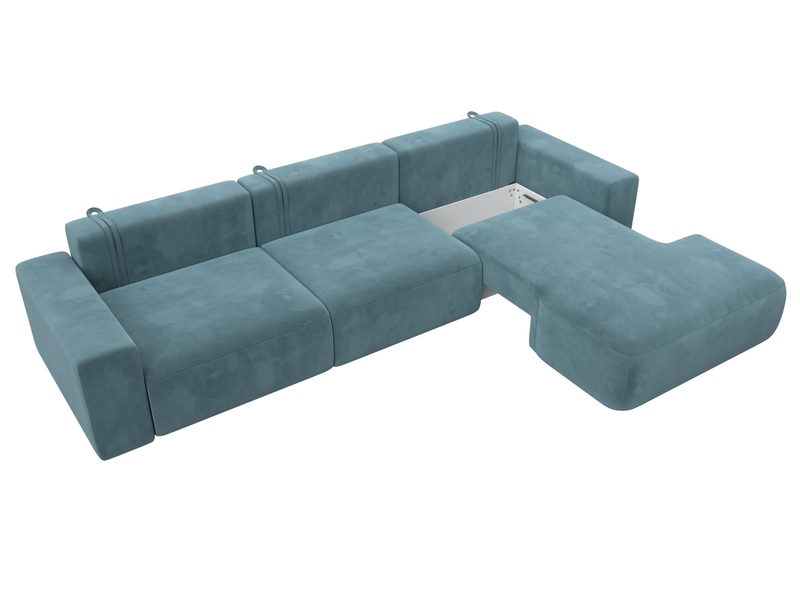 Диван угловой Лига-036 НПБ Классик Лонг правый угол, Велюр, SEVEN 113 бирюзовый