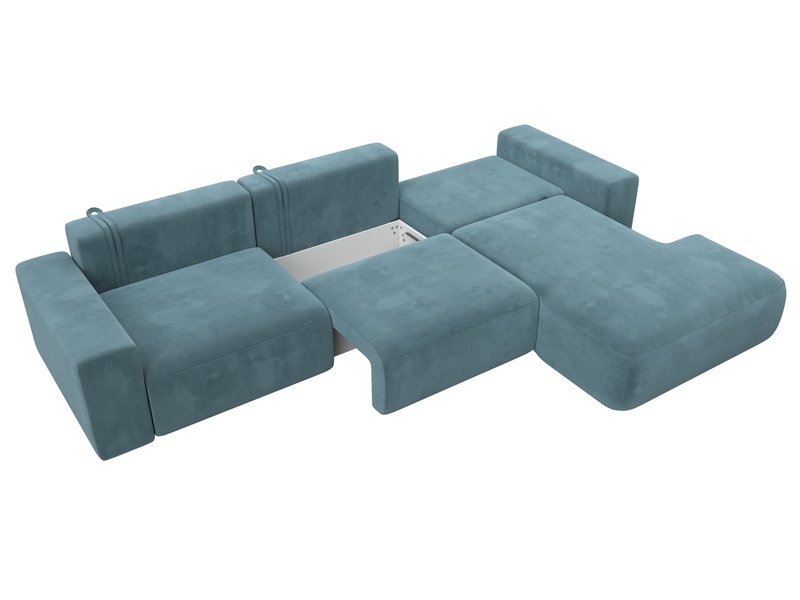 Диван угловой Лига-036 НПБ Классик Лонг правый угол, Велюр, SEVEN 113 бирюзовый
