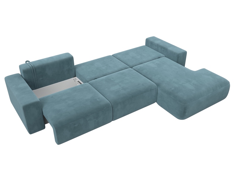 Диван угловой Лига-036 НПБ Классик Лонг правый угол, Велюр, SEVEN 113 бирюзовый
