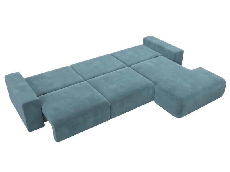 Диван угловой Лига-036 НПБ Классик Лонг правый угол, Велюр, SEVEN 113 бирюзовый