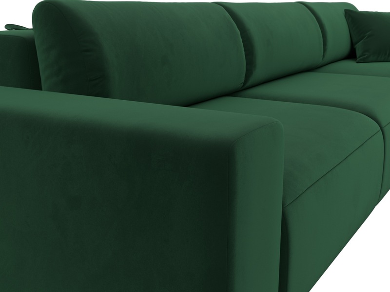 Диван угловой Лига-036 НПБ Классик Лонг правый угол, Велюр, SEVEN 626 зеленый