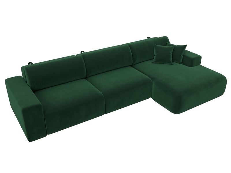 Диван угловой Лига-036 НПБ Классик Лонг правый угол, Велюр, SEVEN 626 зеленый