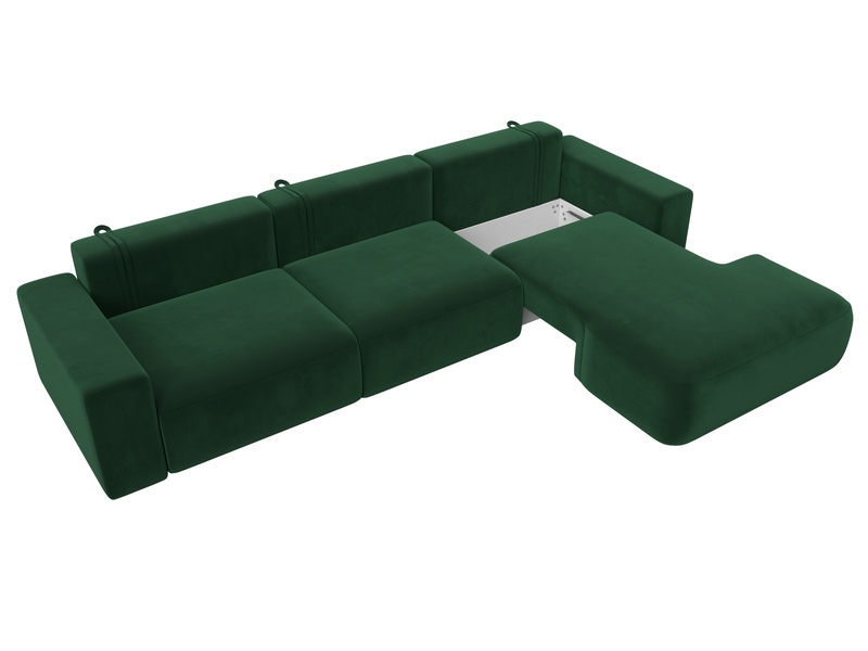 Диван угловой Лига-036 НПБ Классик Лонг правый угол, Велюр, SEVEN 626 зеленый