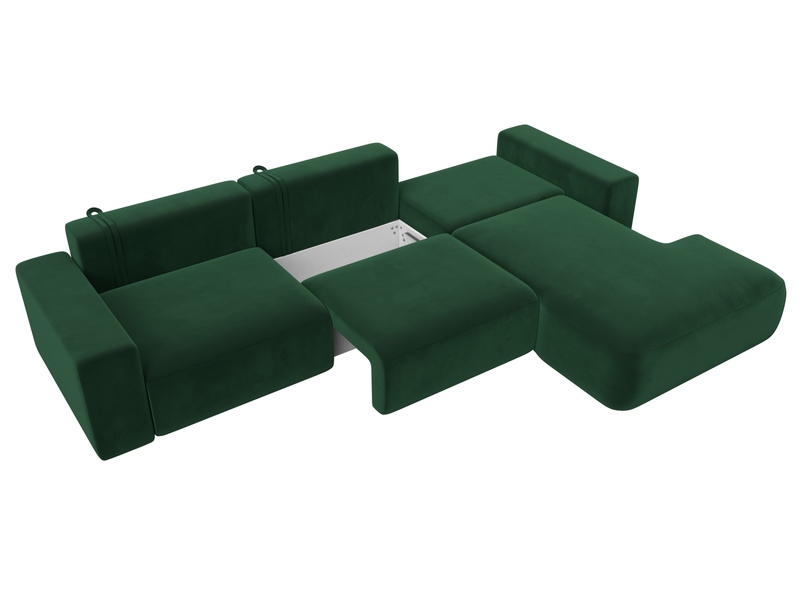 Диван угловой Лига-036 НПБ Классик Лонг правый угол, Велюр, SEVEN 626 зеленый