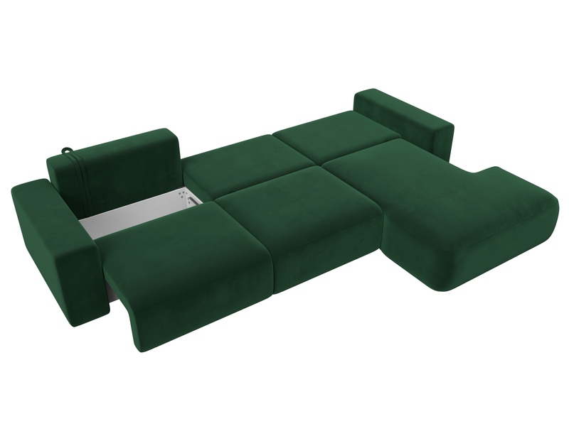 Диван угловой Лига-036 НПБ Классик Лонг правый угол, Велюр, SEVEN 626 зеленый
