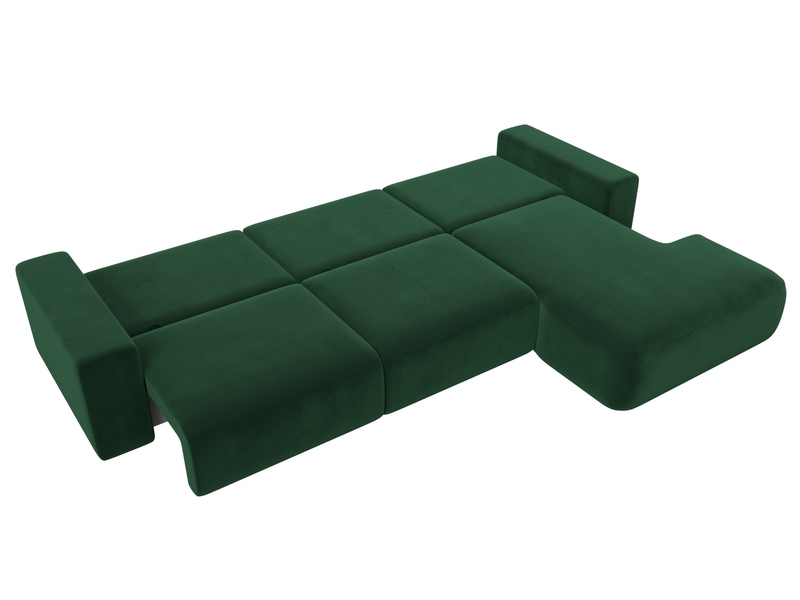 Диван угловой Лига-036 НПБ Классик Лонг правый угол, Велюр, SEVEN 626 зеленый