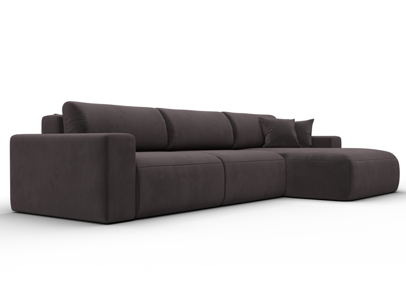 Диван угловой Лига-036 НПБ Классик Лонг правый угол, Велюр, SEVEN 727 коричневый