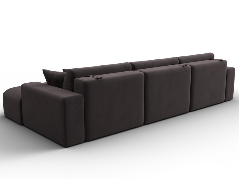 Диван угловой Лига-036 НПБ Классик Лонг правый угол, Велюр, SEVEN 727 коричневый