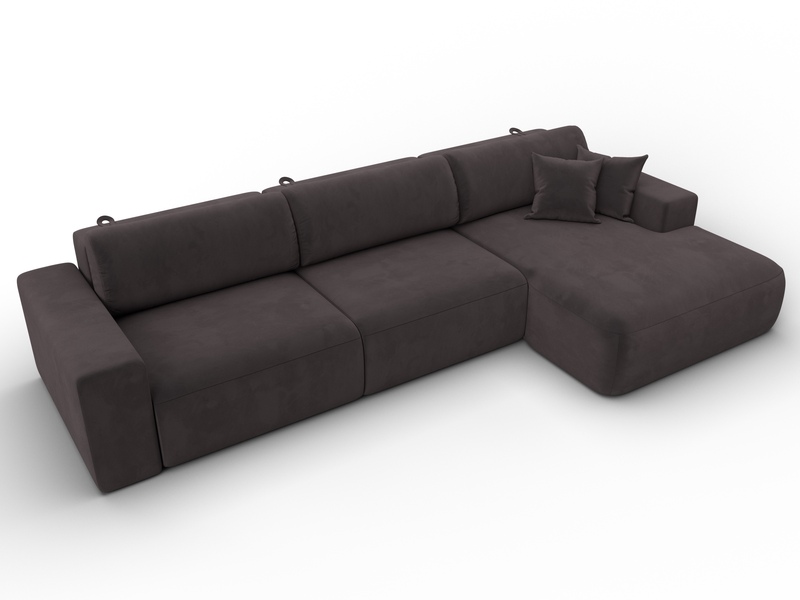 Диван угловой Лига-036 НПБ Классик Лонг правый угол, Велюр, SEVEN 727 коричневый