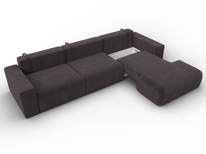 Диван угловой Лига-036 НПБ Классик Лонг правый угол, Велюр, SEVEN 727 коричневый