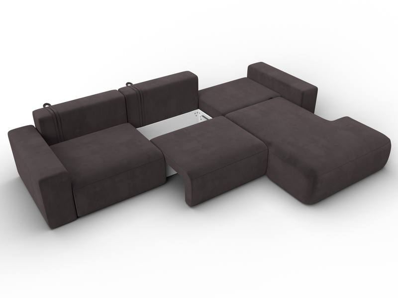 Диван угловой Лига-036 НПБ Классик Лонг правый угол, Велюр, SEVEN 727 коричневый