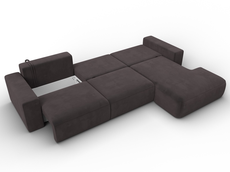 Диван угловой Лига-036 НПБ Классик Лонг правый угол, Велюр, SEVEN 727 коричневый