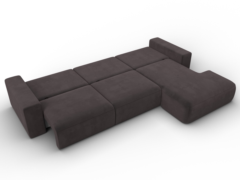 Диван угловой Лига-036 НПБ Классик Лонг правый угол, Велюр, SEVEN 727 коричневый