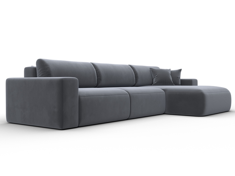 Диван угловой Лига-036 НПБ Классик Лонг правый угол, Велюр, SEVEN 17 серый