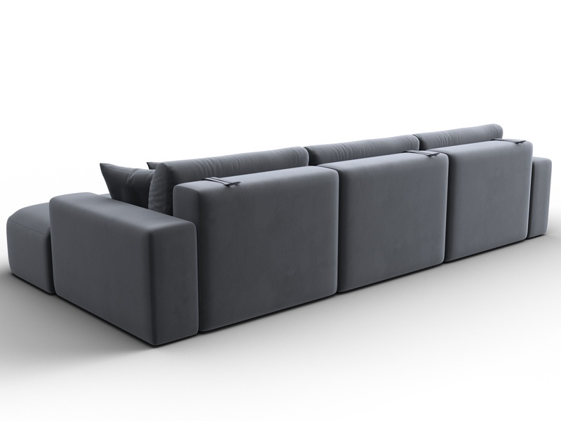 Диван угловой Лига-036 НПБ Классик Лонг правый угол, Велюр, SEVEN 17 серый