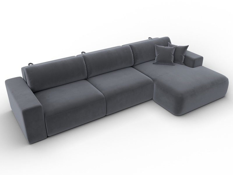 Диван угловой Лига-036 НПБ Классик Лонг правый угол, Велюр, SEVEN 17 серый