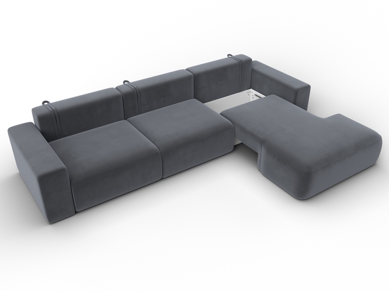 Диван угловой Лига-036 НПБ Классик Лонг правый угол, Велюр, SEVEN 17 серый