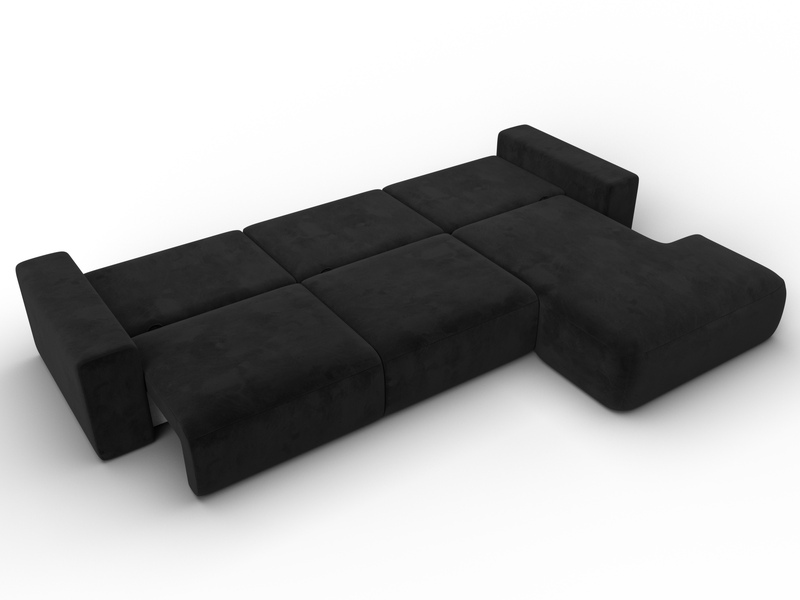 Диван угловой Лига-036 НПБ Классик Лонг правый угол, Велюр, SEVEN 35 черный