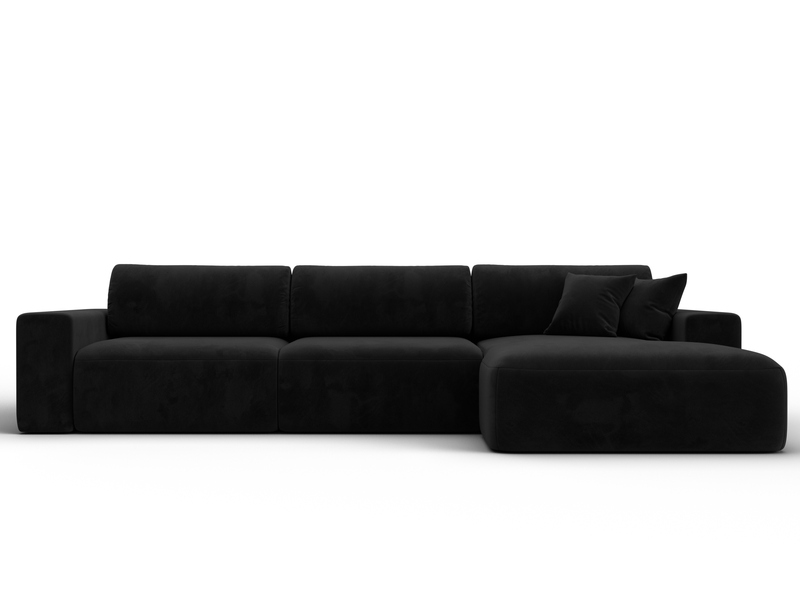 Диван угловой Лига-036 НПБ Классик Лонг правый угол, Велюр, SEVEN 35 черный