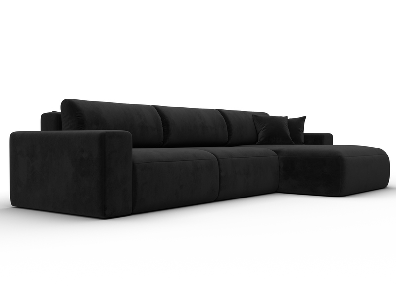Диван угловой Лига-036 НПБ Классик Лонг правый угол, Велюр, SEVEN 35 черный