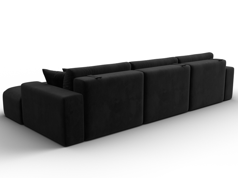 Диван угловой Лига-036 НПБ Классик Лонг правый угол, Велюр, SEVEN 35 черный