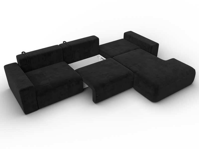 Диван угловой Лига-036 НПБ Классик Лонг правый угол, Велюр, SEVEN 35 черный