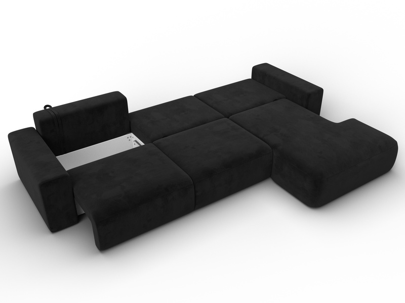 Диван угловой Лига-036 НПБ Классик Лонг правый угол, Велюр, SEVEN 35 черный