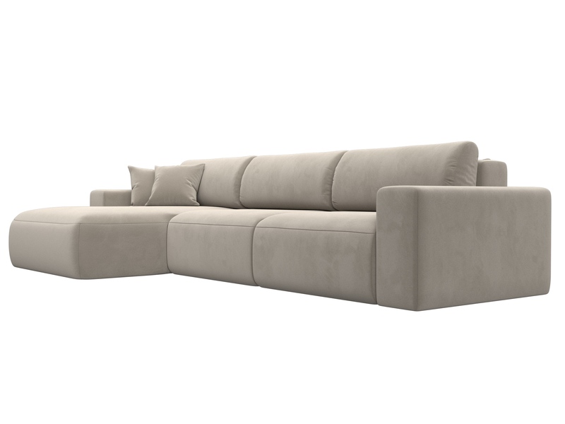 Диван угловой Лига-036 НПБ Классик Лонг левый угол, Микровельвет, Бежевый