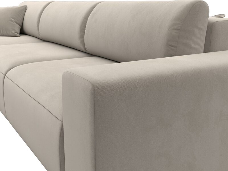 Диван угловой Лига-036 НПБ Классик Лонг левый угол, Микровельвет, Бежевый